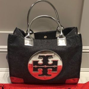 Tory Burch Grey/Metallic Tote